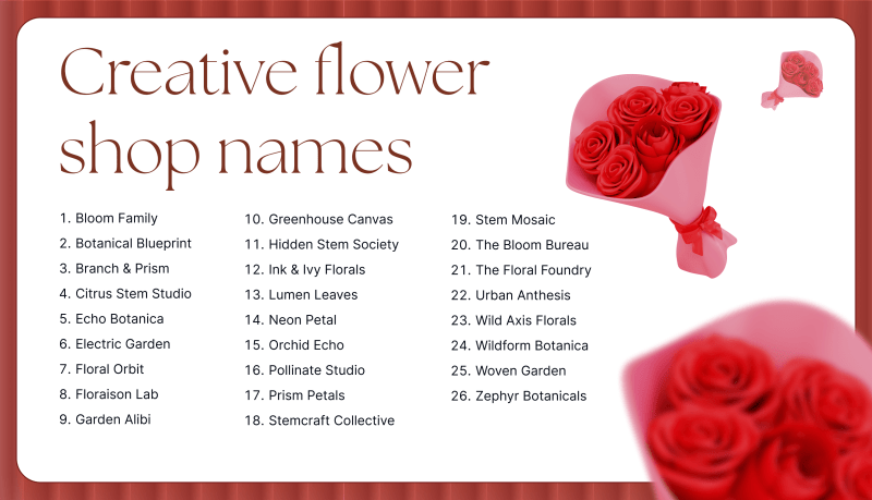 Creative flower shop names Weblium