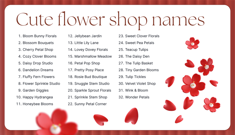 Cute flower shop names Weblium