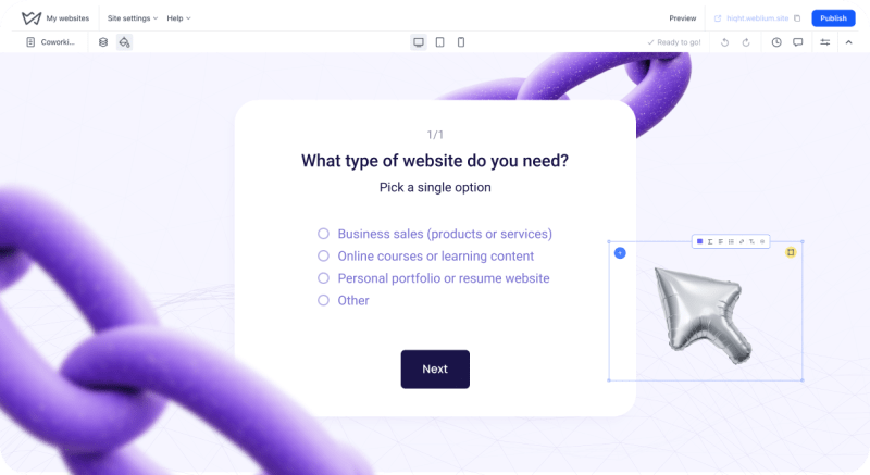 Weblium Quiz Builder
