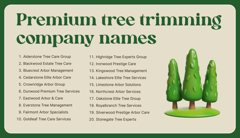 Premium Tree Trimming Company Names | Weblium
