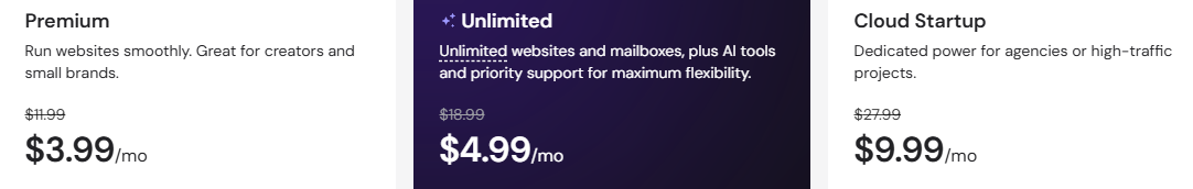 Hostinger pricing