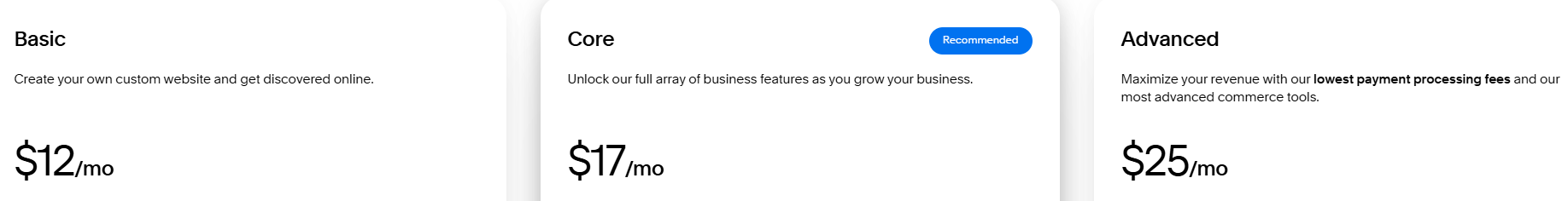 Squarespace pricing