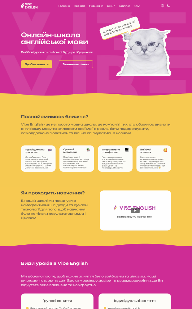 Vibe English website preview