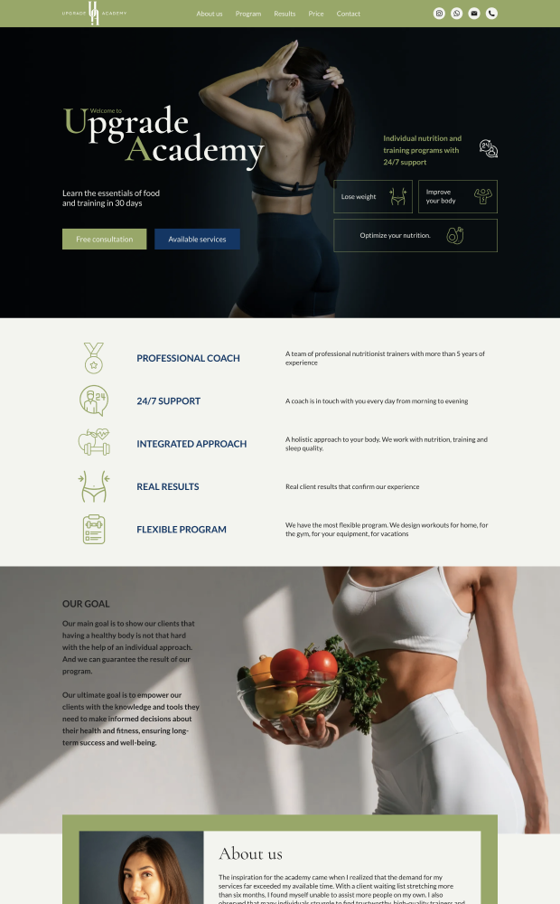 Upgrade Academy website preview