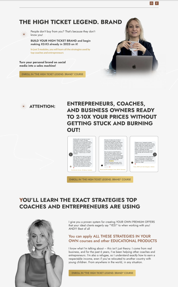 The High Ticket Legend website preview