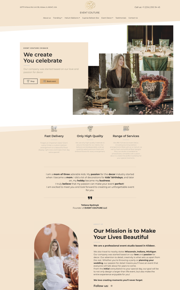 Event Couture Chicago website preview