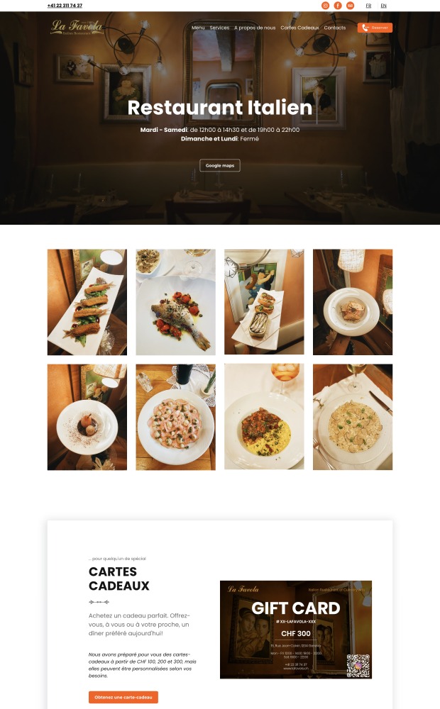 La Favola Restaurant website preview