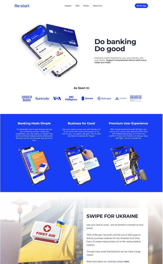 Restart Banking website preview