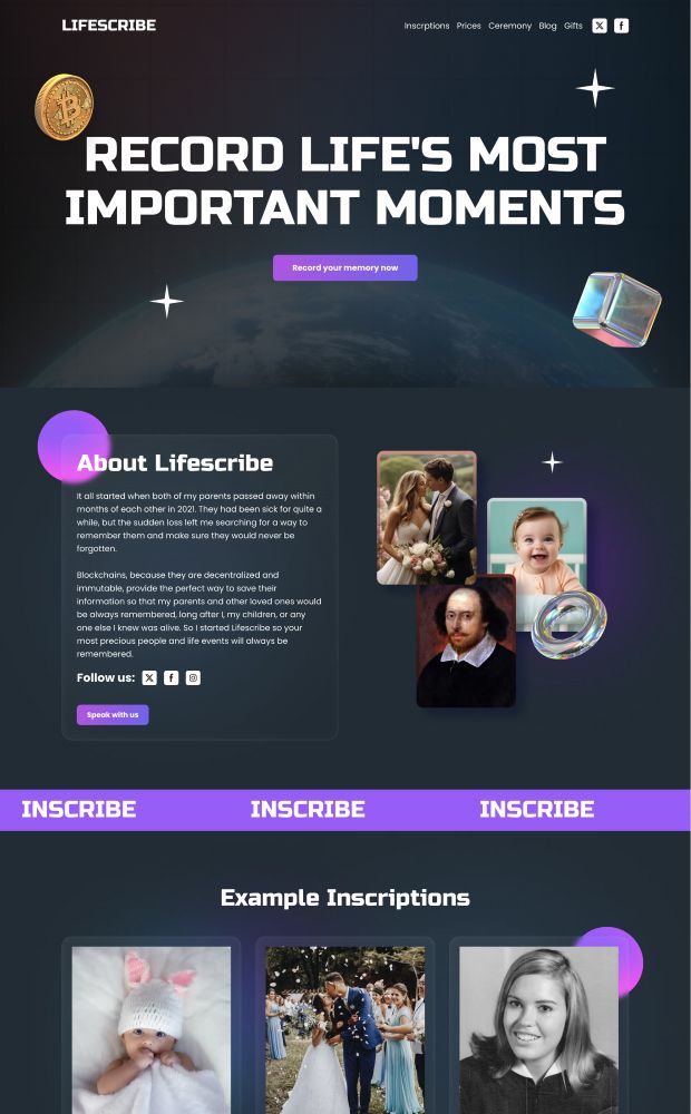 Lifescribe website preview