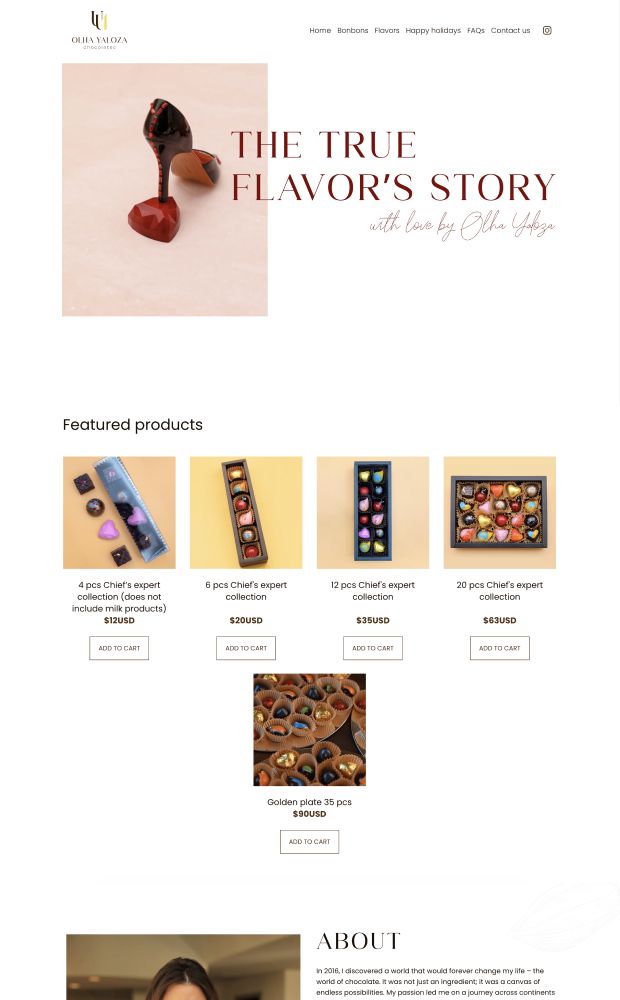 U4U chocolates by Olha Yaloza website preview