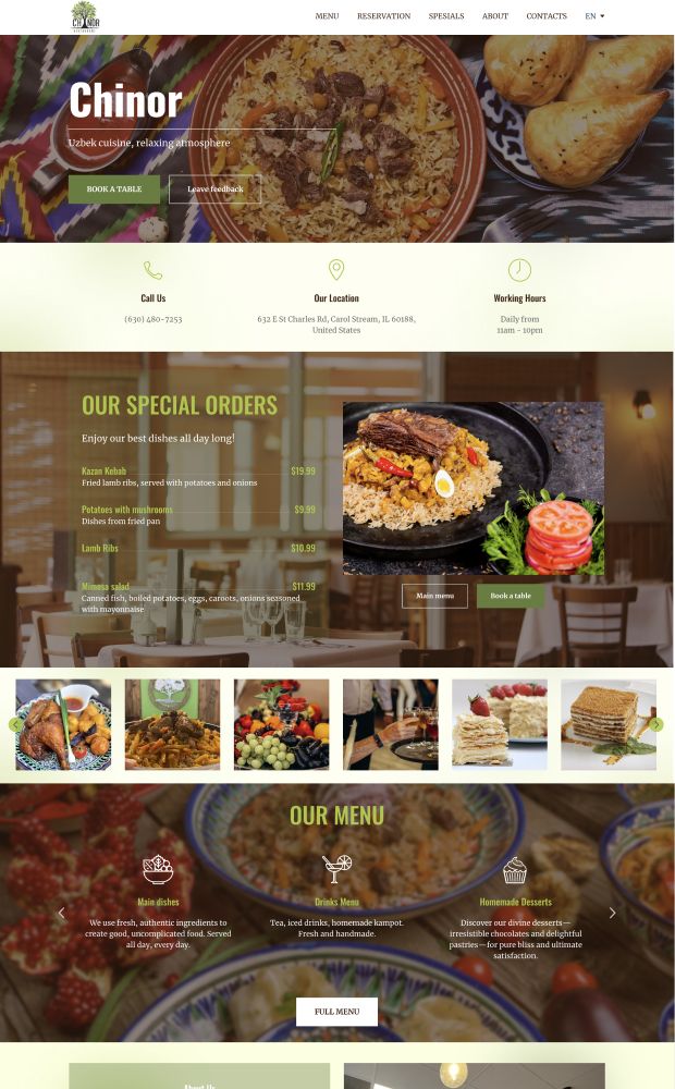 Chinor Restaurant website preview